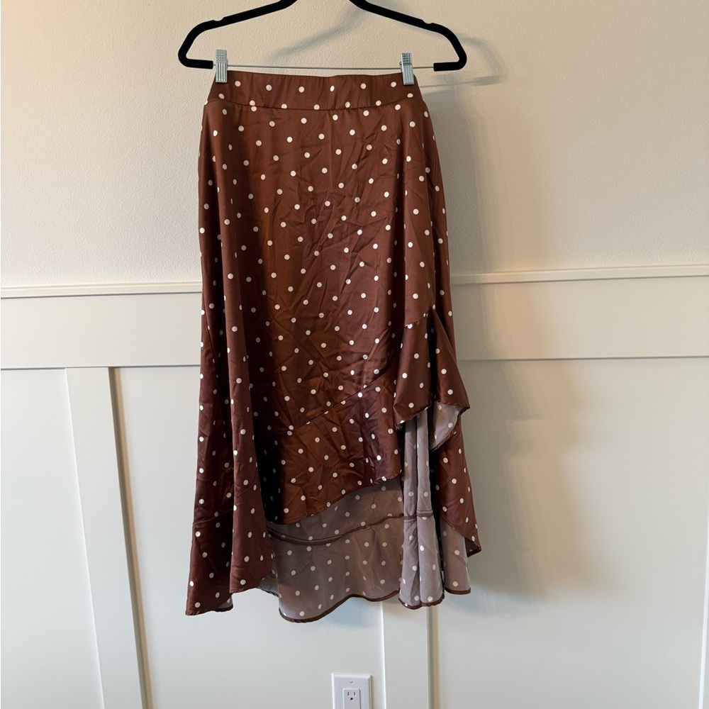 Torrid Brown Asymmetrical A-Line Midi Skirt